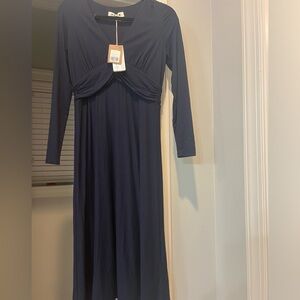 Boden long sleeve navy maxi dress NWT 6p